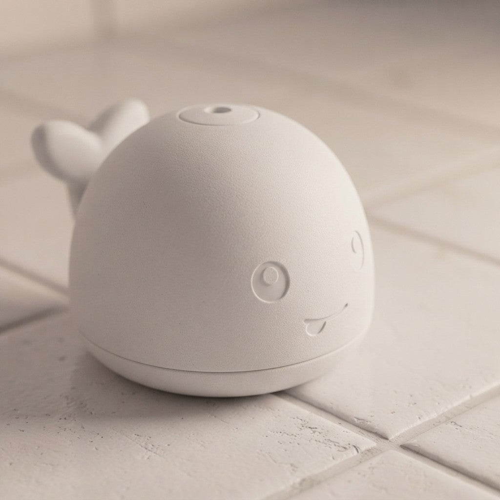 Detalle del juguete de baño ballena luminosa para bebés